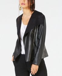 Alfani Faux-Leather Draped Side-Panel Jacket, Created for Macy's