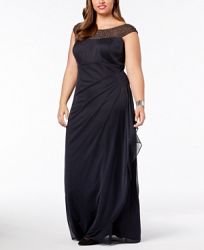 Xscape Plus Size Embellished Ruched Gown