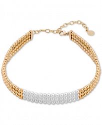 Majorica Gold-Tone Bead & Imitation Pearl Choker Necklace, 12" + 4" extender