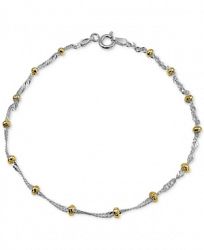 Giani Bernini Two-Tone Beaded Ankle Bracelet in Sterling Silver & 18k Gold-Plate, Created for Macy's