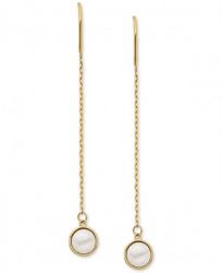 Mother-of-Pearl Threader Earrings in 14k Gold