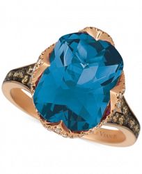Le Vian Deep Sea Blue Topaz(6 9/10ct. t. w. ), Vanilla Diamonds (1/5ct. t. w. ), and Chocolate Diamonds (1/3ct. t. w. ) Ring in 14k Strawberry Gold