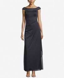 Xscape Petite Beaded & Ruched Gown