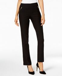 Jm Collection Petite Zippered-Pocket Straight-Leg Pants, Created for Macy's