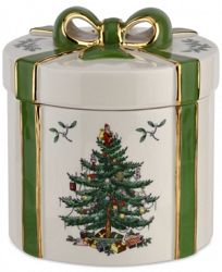 Spode Christmas Tree Figural Gift Box - Green