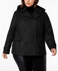 Celebrity Pink Juniors' Plus Size Hooded Peacoat
