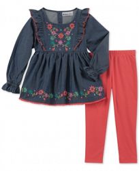 Kids Headquarters Toddler Girls 2-Pc. Embroidered Cotton Tunic & Leggings Set