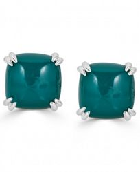 Green Agate Curved Claw Stud Earrings in Sterling Silver