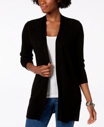 Charter Club Petite Textured Open-Front Cardigan, Created for Macy's