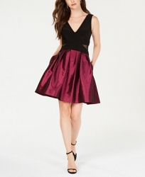 X by Xscape Mesh-Inset Fit & Flare Dress