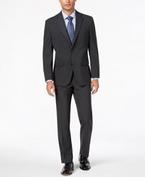 Club Room Men's Classic-Fit Stretch Charcoal Windowpane Check Suit, Created for Macy's