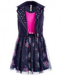 Beautees Big Girls 2-Pc. Moto Vest & Dress Set