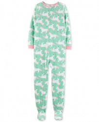 Carter's Little & Big Girls Fleeced Unicorn-Print Footed Pajamas