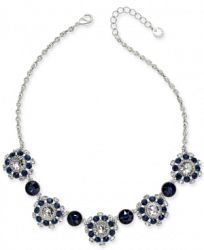 Charter Club Silver-Tone Pinwheel Stone & Crystal Collar Necklace, 17" + 2" extender, Created for Macy's