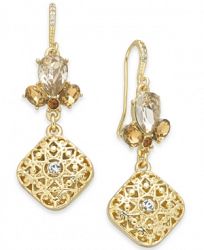 Charter Club Gold-Tone Crystal Filigree Drop Earrings, Created for Macy's