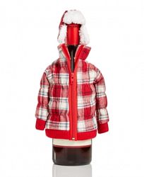 Holiday Lane Red Plaid Zip Jacket Wine Bottle Cover, Created for Macy's