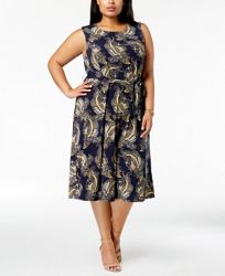 Charter Club Plus Size Paisley-Print Fit & Flare Midi Dress, Created for Macy's