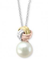 Effy Cultured Freshwater Pearl (9mm) 18" Pendant Necklace in 14k Gold, White Gold & Rose Gold