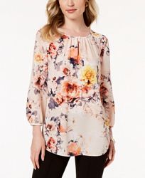 Charter Club Petite Floral-Print Top, Created for Macy's