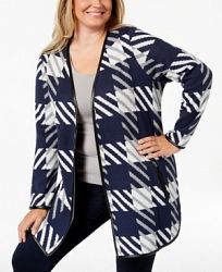 Charter Club Plus Size Plaid Cardigan Sweater, Created for Macy's