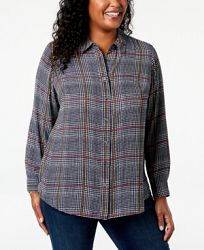 Charter Club Plus Size Plaid Shirt, Created for Macy's