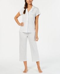 Miss Elaine Printed Notch-Collar Top & Capri Pants Pajama Set