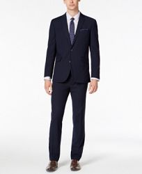Kenneth Cole Reaction Men's Slim-Fit Techni-Cole Stretch Navy Plaid Suit