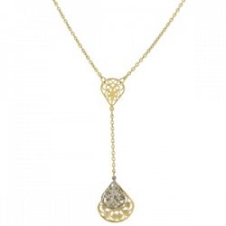 2028 Gold-Tone Filigree Pearshape Y-Necklace 16" Adjustable
