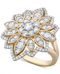Wrapped in Love Diamond Flower Cluster Ring (1-1/2 ct. t. w. ) Ring in 14k Gold, Created for Macy's