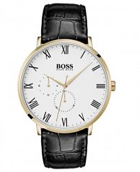 Boss Hugo Boss Men's William Ultra Slim Black Leather Strap Watch 40mm