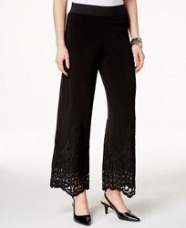Alfani Petite Lace-Hem Wide-Leg Pants, Created for Macy's