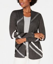 Charter Club Petite Printed Open-Front Cardigan, Created for Macy's