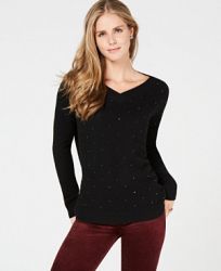 Charter Club Rhinestone-Embellished Cashmere Sweater, Created for Macy's