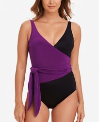 Magicsuit Slimming Colorblocked Wrap-Front One-Piece Swimsuit Women's Swimsuit