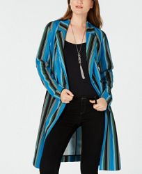 I. n. c. Striped Long Belted Jacket, Created for Macy's
