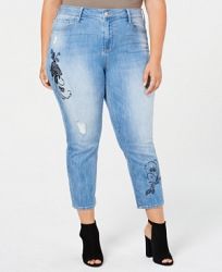 Seven7 Trendy Plus Size Cropped Embroidered Jeans