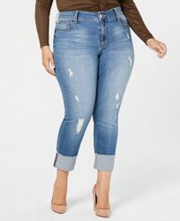 Seven7 Jeans Trendy Plus Size Cuffed Slim-Straight-Leg Jeans