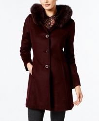 Forecaster Fox-Fur-Trim A-Line Walker Coat, Created for Macy's