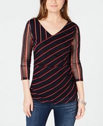 I. n. c. Striped V-Neck Top, Created for Macy's
