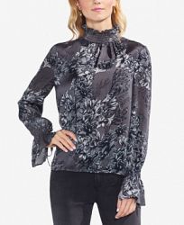 Vince Camuto Printed Mock-Neck Bell-Sleeve Top