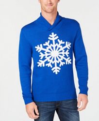 Club Room Men's Shawl-Collar Snowflake Sweater, Created for Macy's