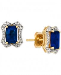 Sapphire (1-3/8 ct. t. w. ) & Diamond (1/6 ct. t. w. ) Stud Earrings in 14k Gold