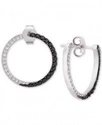 Wrapped in Love Black & White Diamond (1/2 ct. t. w. ) Hoop Earrings in 14k White Gold, Created for Macy's