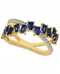 Lab-Created Sapphire (2 ct. t. w. ) & White Sapphire (1/6 ct. t. w. ) Crisscross Statement Ring in 14k Gold-Plated Sterling Silver