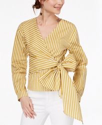 Say What? Juniors' Striped Faux-Wrap Top