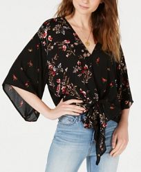 Polly & Esther Juniors' Printed Tie-Front Dolman Top