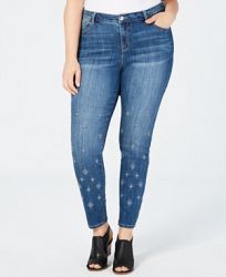 Style & Co Plus Size Diamond-Embroidered Curvy Jeans, Created for Macy's