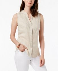 Charter Club Linen Embroidered Shirt, Created for Macy's