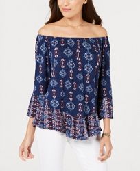 Style & Co Printed Off-The-Shoulder Top, Created for Macy's