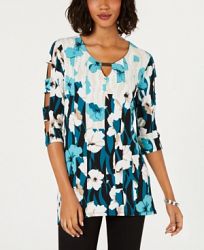 Jm Collection Embellished Cutout Keyhole Top, Created for Macy's